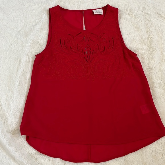 Pins & Needles red embroidered tank sz S - Picture 2 of 6